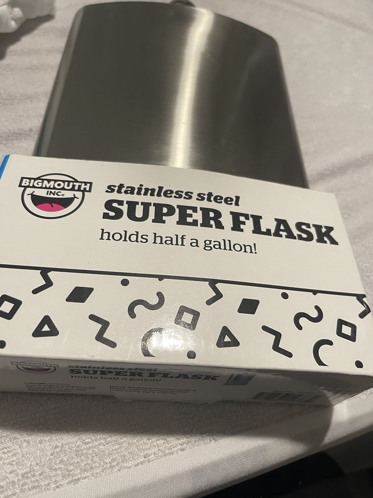 Big Mouth Stainless Steel Super Flask Holds Half A Gallon. New. Has Slight Dent