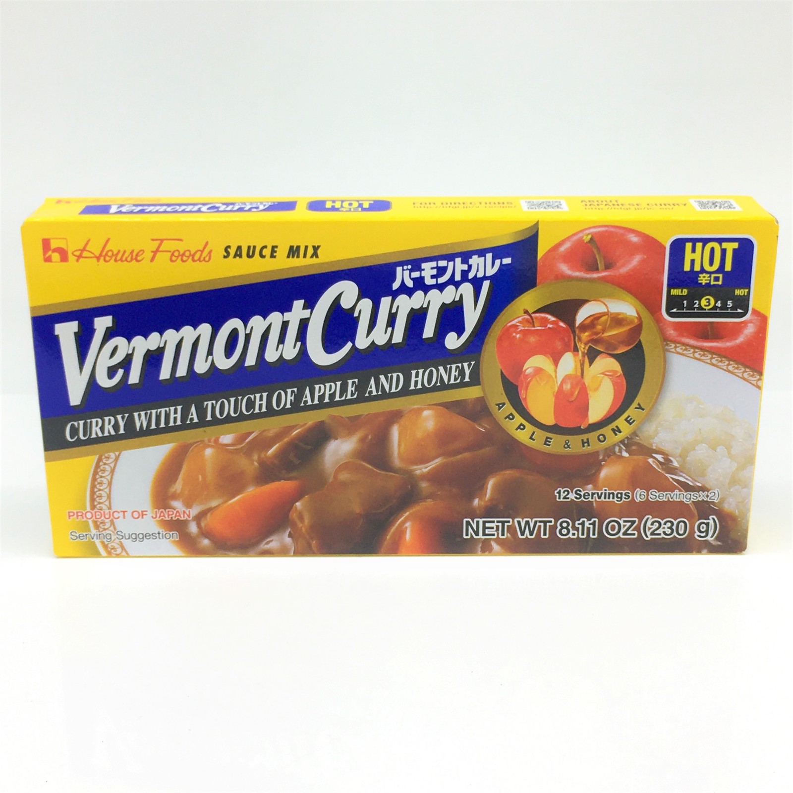 House Foods Japanese Vermont Curry With A Touch Of Apple And Honey 8.11oz – Hot
