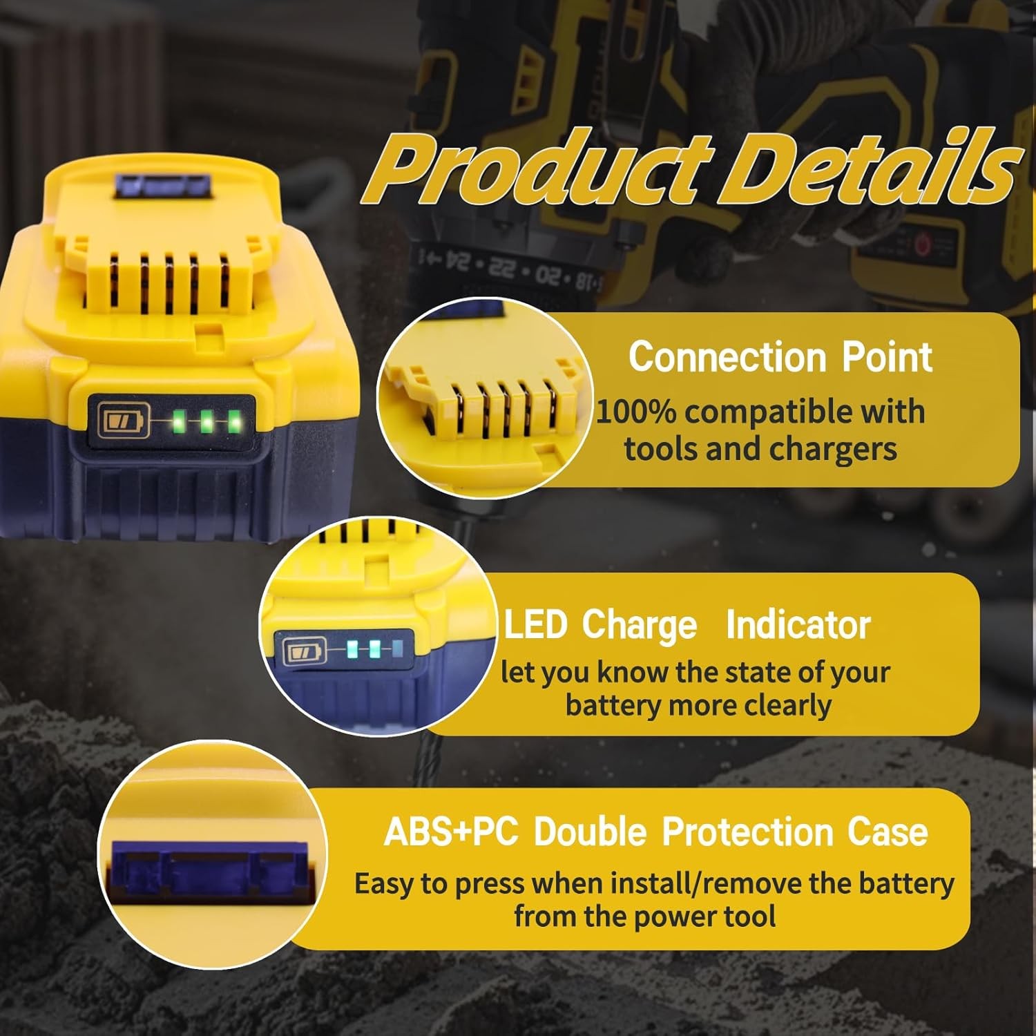4X For DeWalt 20V 20 Volt Max 6.0AH Lithium Ion Battery DCB206-2 DCB205 DCB200-2