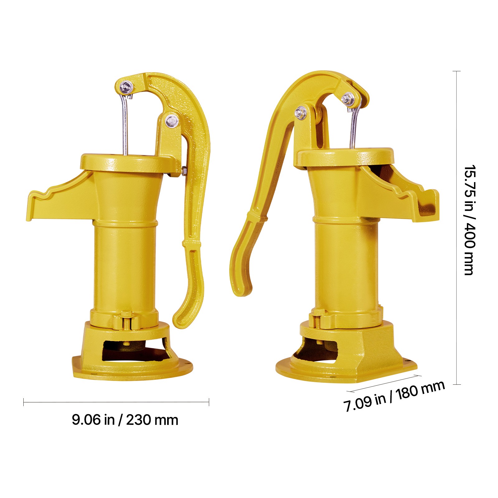 Uimoso Antique Cast Iron Manual Water Pump 25ft Hand Pitcher Pump, Yellow Finish