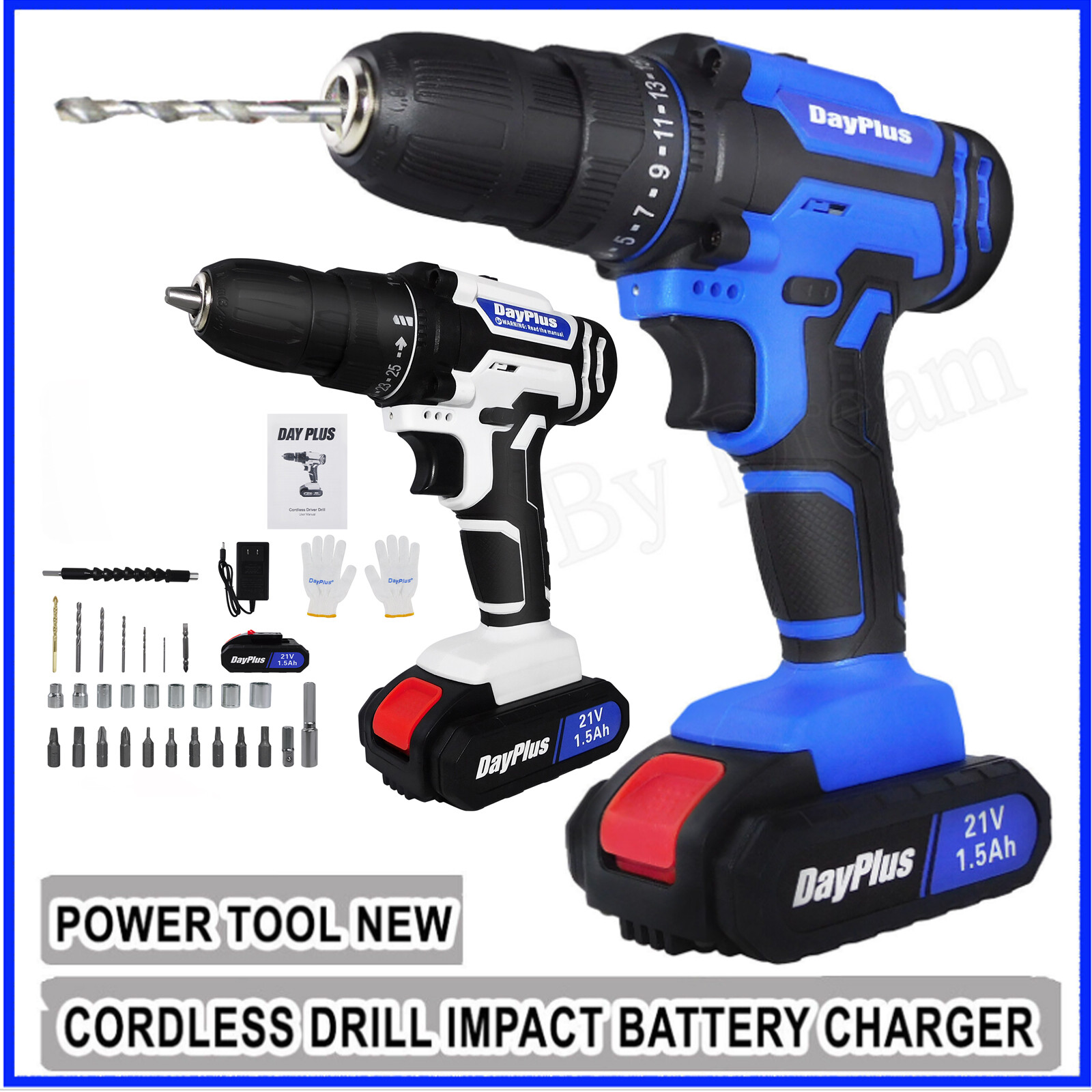 Electric Cordless Drills 21V Drill Driver Set With Charger Battery LED Worklight