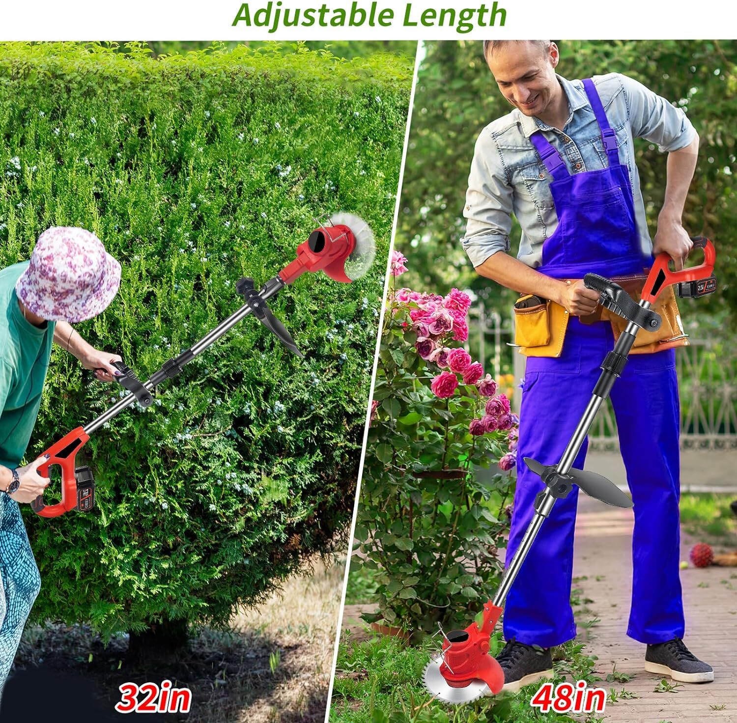 Electric Cordless Grass String Trimmer Lawn Edger Weed Wacker Cutter + 2 Battery