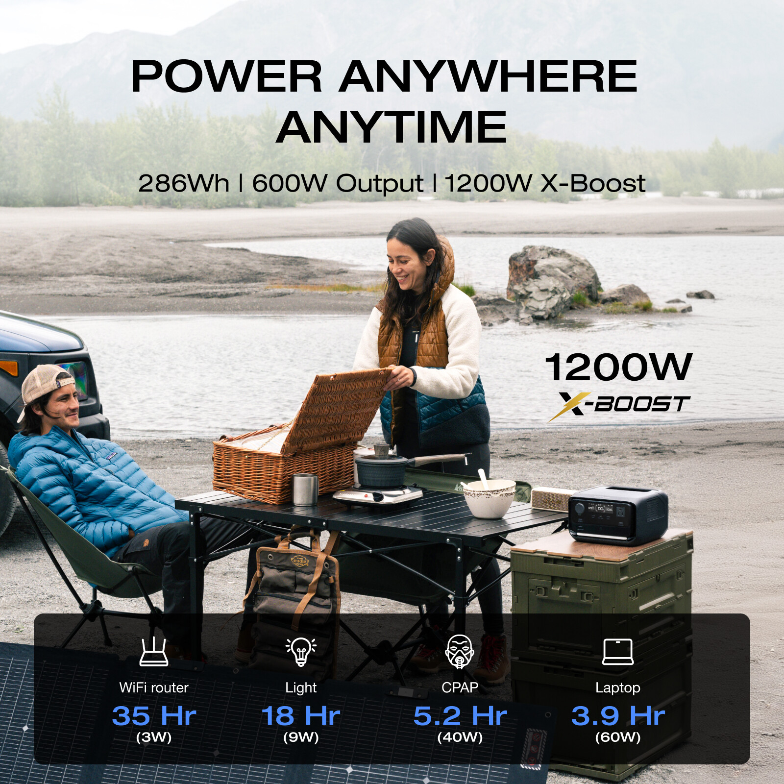EcoFlow Wireleess River 3 Plus Portable Power Station with EB600 Extra Battery