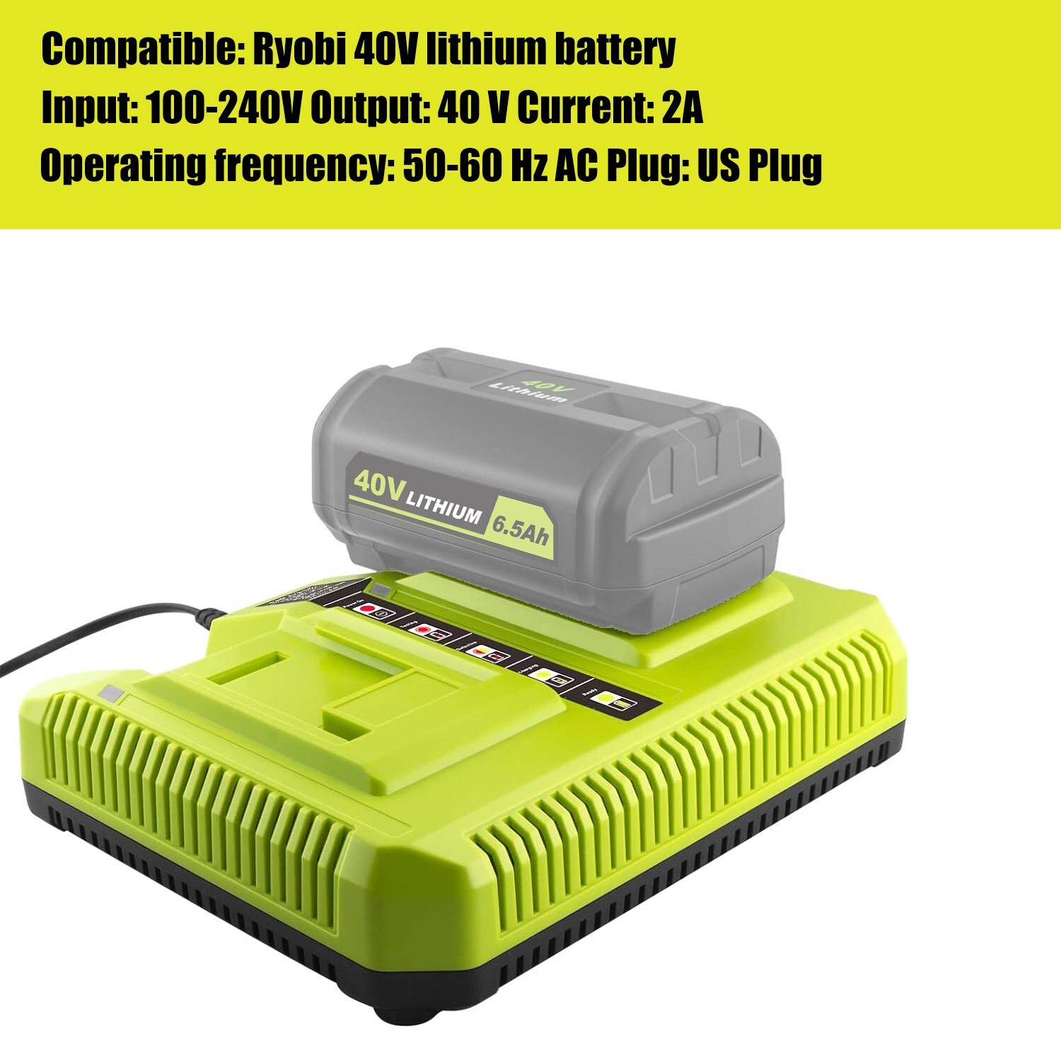 OP401 40V Dual Charger for Ryobi 40V 4.0Ah OP40404 OP4040 Battery Rapid Charger