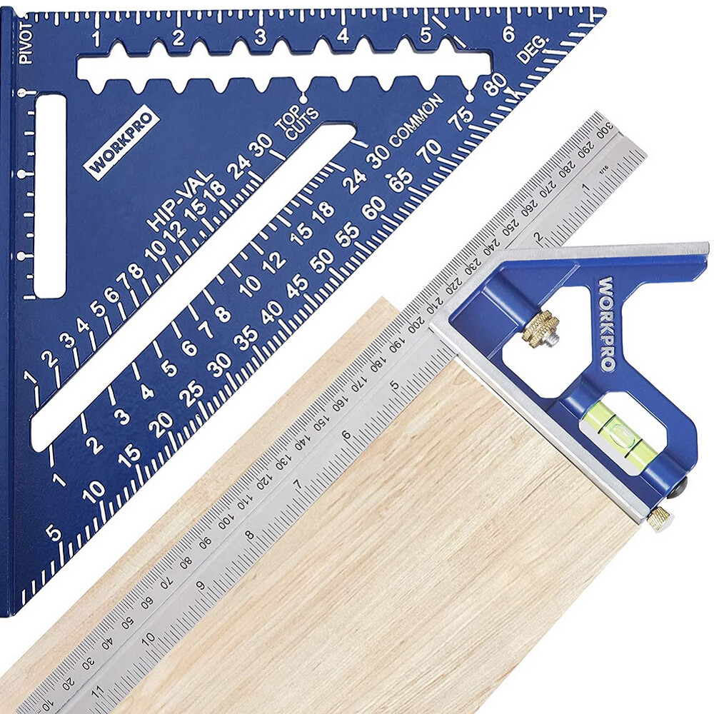 WORKPRO Rafter Square and Combination Square Tool Set Rafter Square Layout Tool