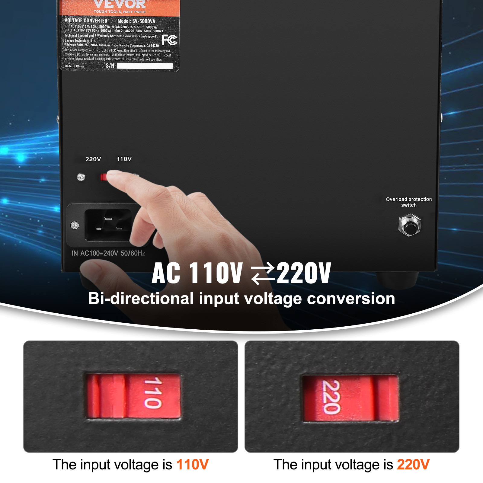 VEVOR 3000W Voltage Converter Transformer Step Up/Down 220V-110V /110V-220V CE