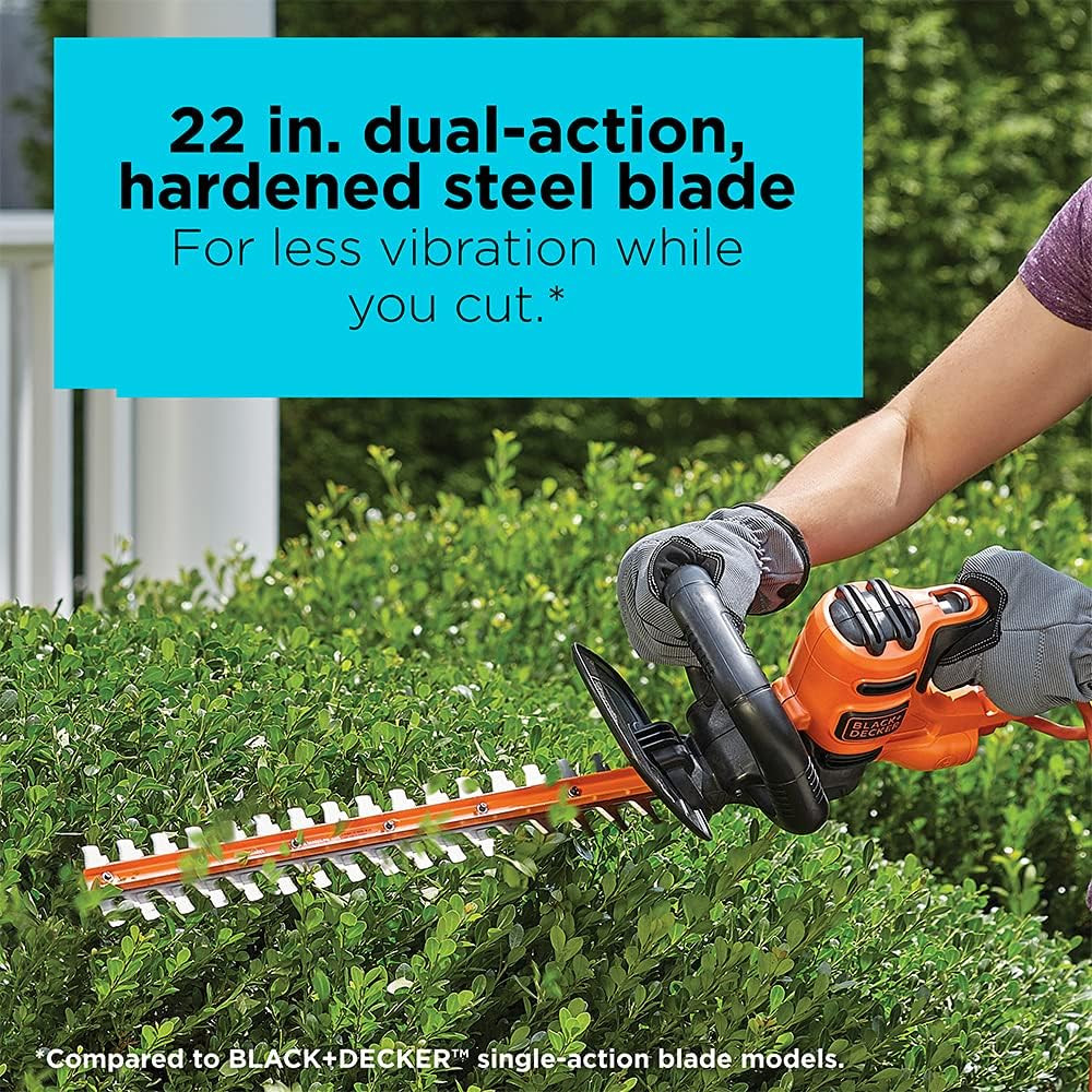 BLACK+DECKER 22″ Electric Hedge Trimmer, Lightweight 4.0 Amp Corded Dual Action