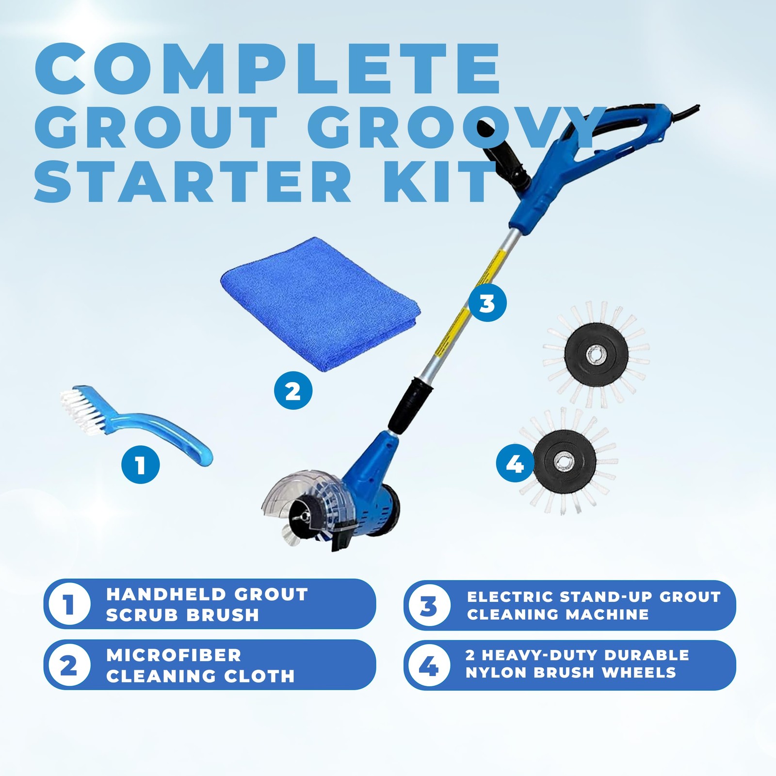 Electric Stand Up Lightweight Grout Cleaning Machine Easy to Use Tile Grout