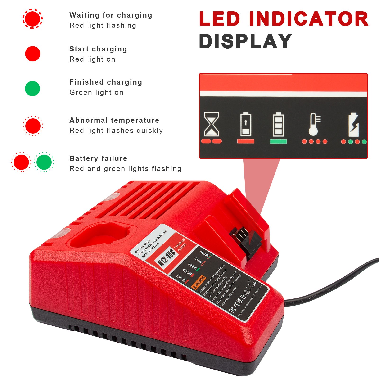 8.0Ah Battery and Charger For Milwaukee for M18 Extended Capacity 48-11-1860
