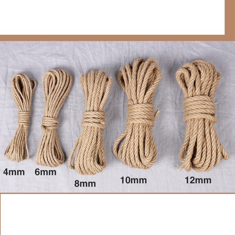 4mm-12mm Decorative Hemp Rope Natural Jute Twine DIY Handmade Craft Accessories
