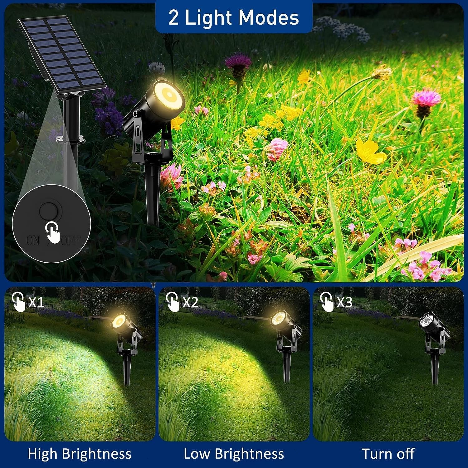 T-SUN Solar Spot Lights LED Outdoor Garden Patio Security Pathway Landscape Lamp