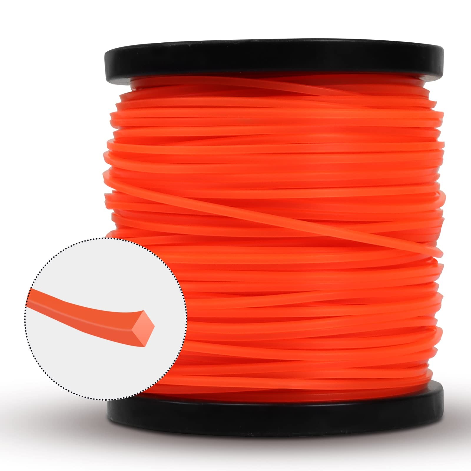 Viabrico .095″ Weed Eater String, Square Orange Heavy 1.7LB x .095 in,