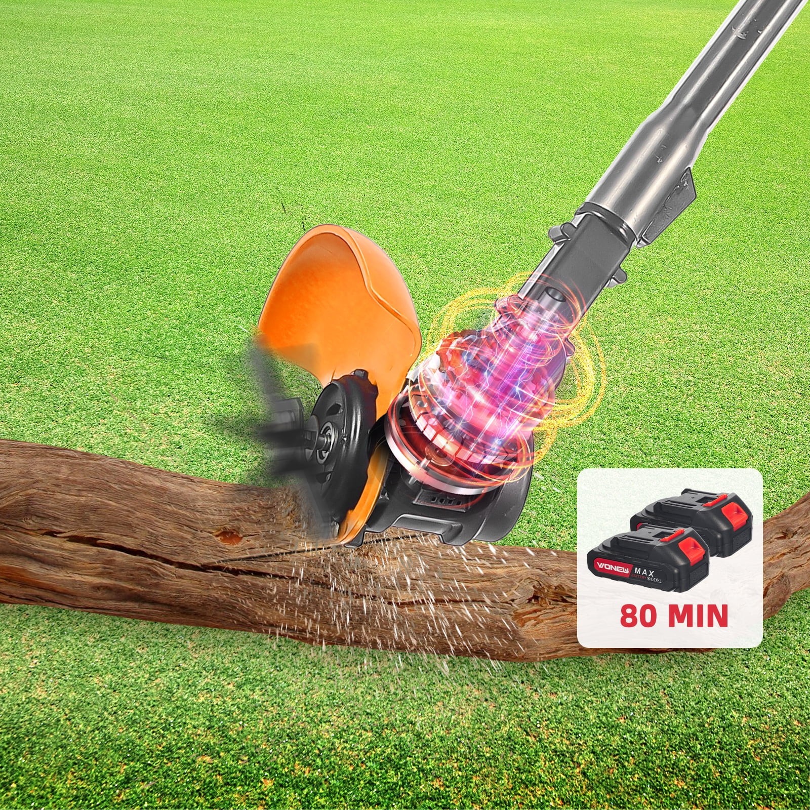 GPEH Weed Wacker Grass Trimmer, 24V Cordless Weedeater Lightweight Electric