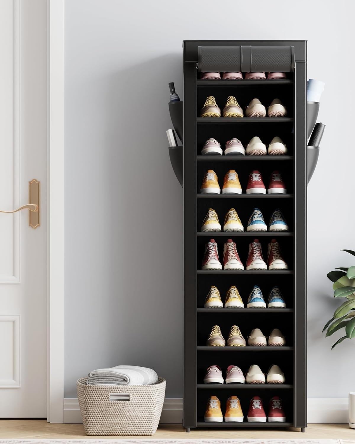 Spacious 10-Tier Metal Shoe Organizer with Dust Cover – Perfect for Any Room