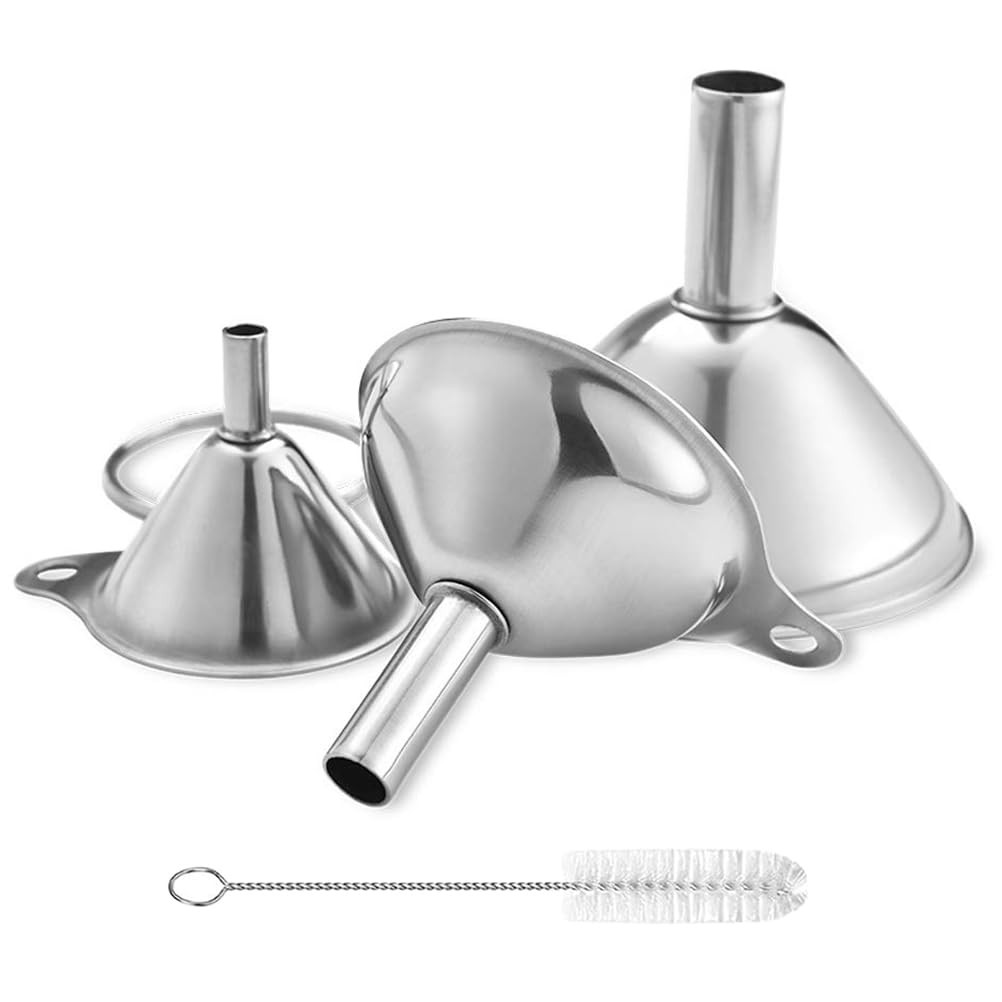 Metal Stainless Steel Funnel Large Medium Small Funnel Set OF 3 Food Grade Mini