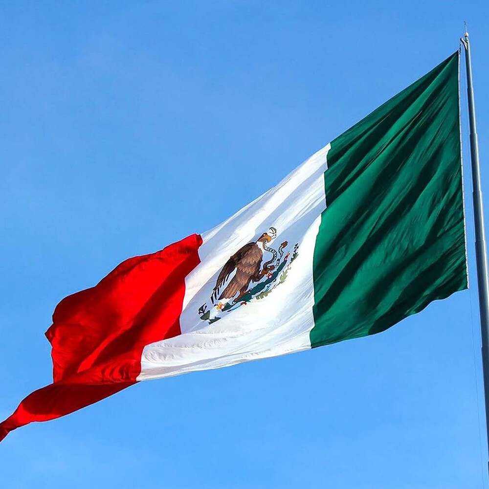 Embroidered Mexican Flag 3×5 FT 210D Heavy Duty Polyester Outdoor Mexico Flag