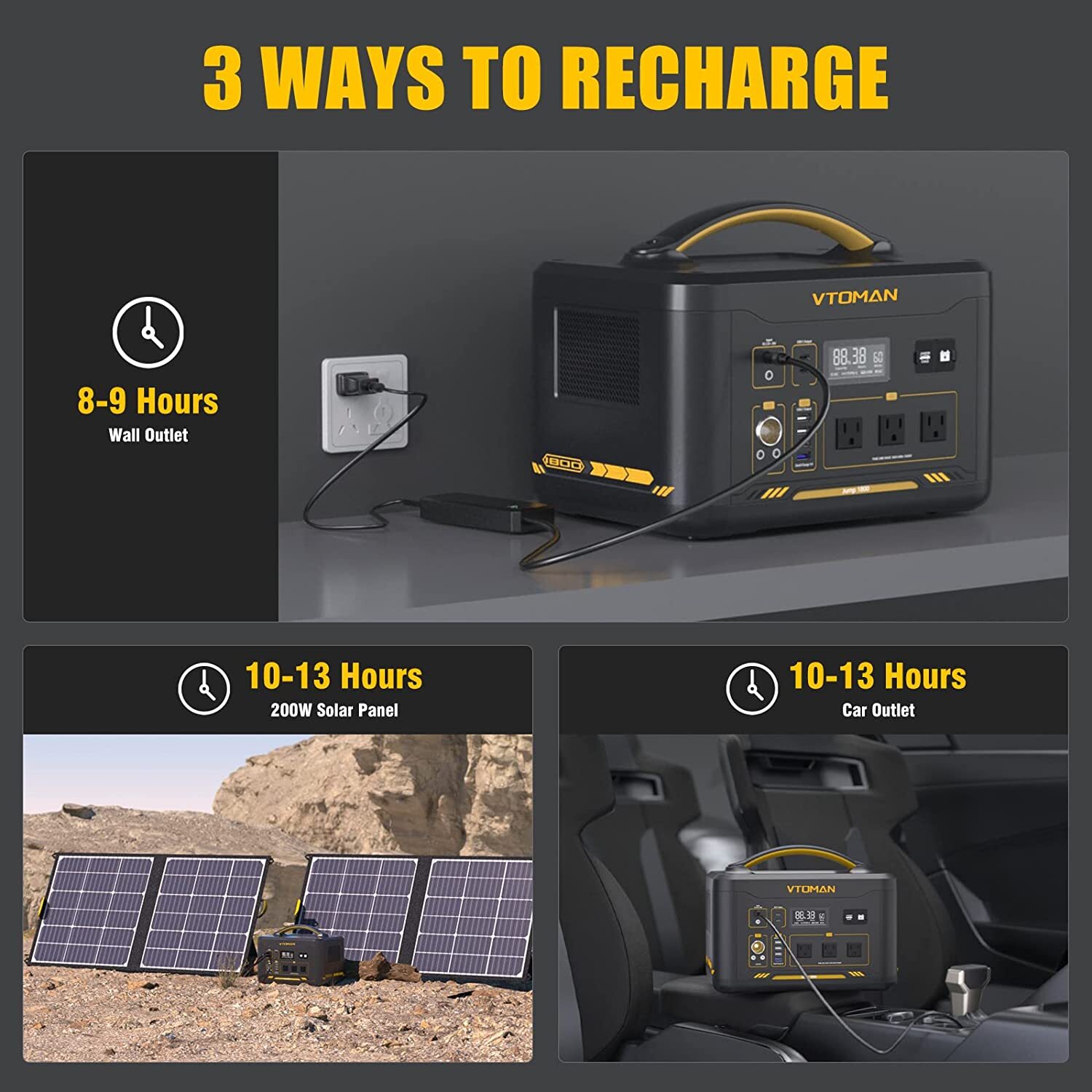 VTOMAN Jump 1800 Portable Power Station 1800W With Extra Battery 3096Wh LiFePO4