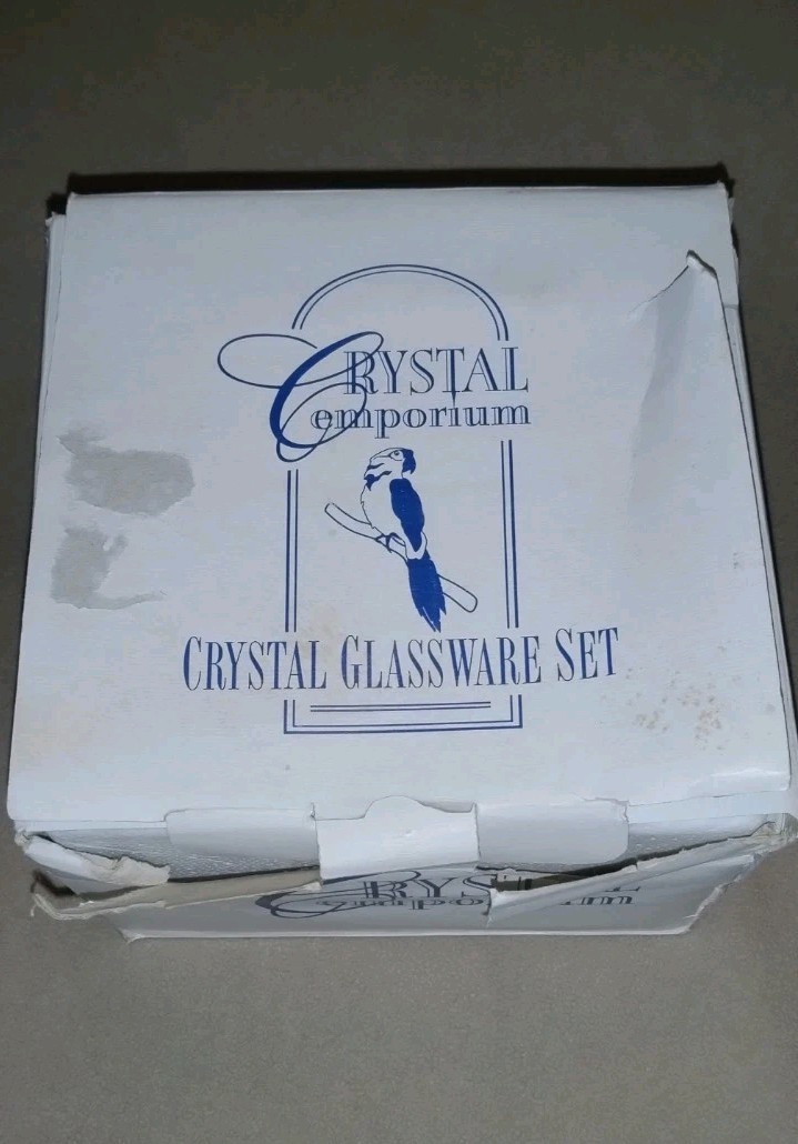 VINTAGE Crystal Emporium Bird Glasses Set 4 Tumblers Exotic Birds KIG Malaysia