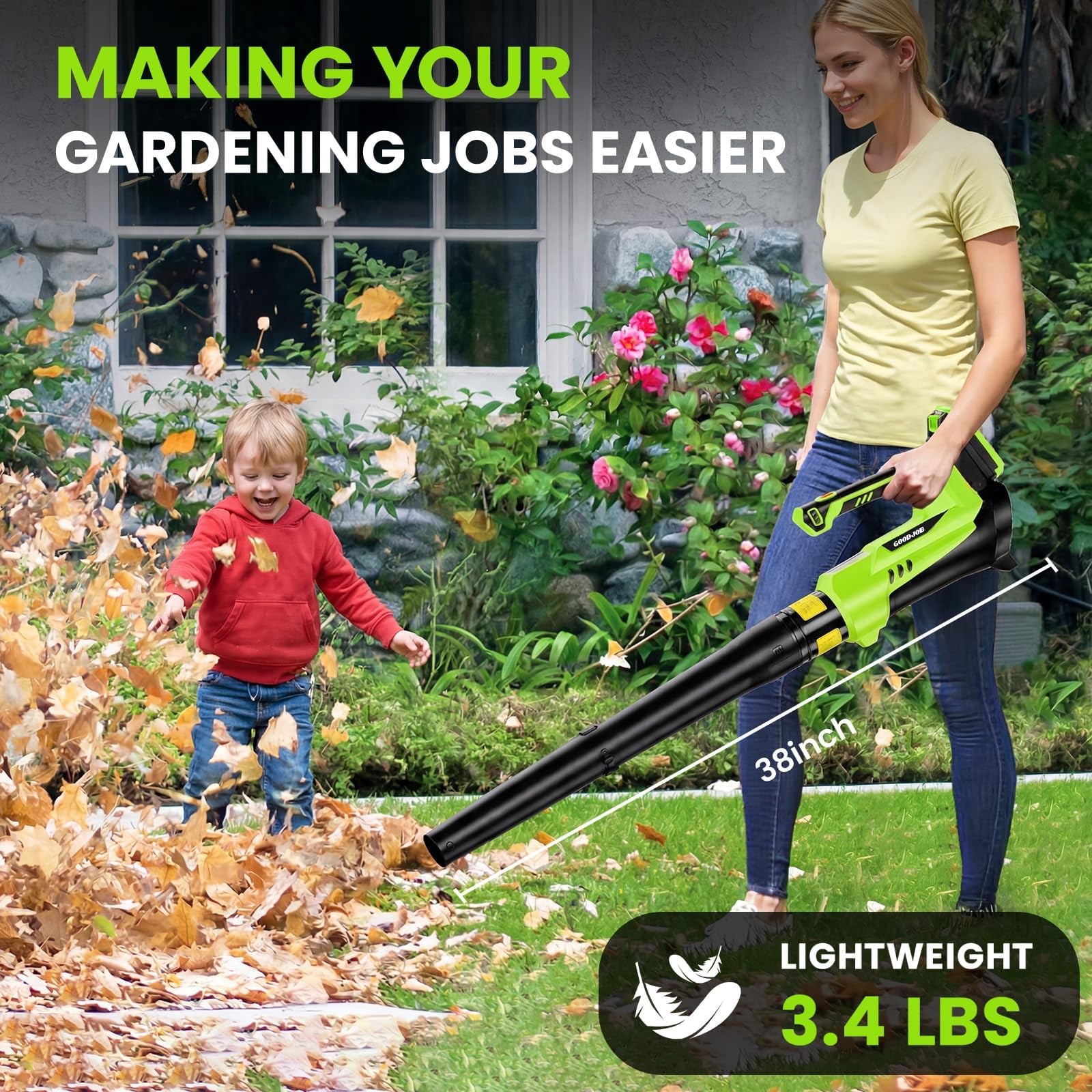 Cordless Leaf Blower 20V, 650 CFM & 200 MPH Battery Powered Blower, 6-Speed V…