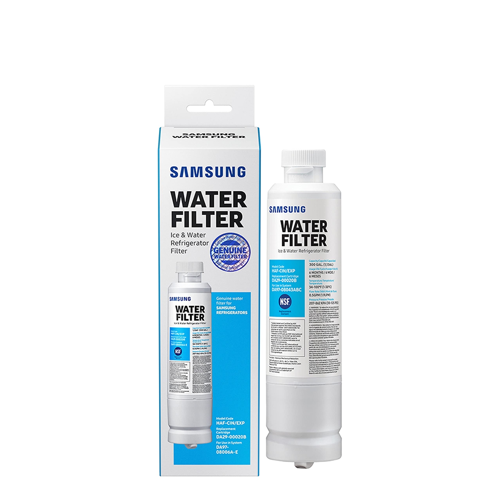 SAMSUNG Genuine Filter for Refrigerator Water and Ice, HAF-CIN/EXP, 1 Pack