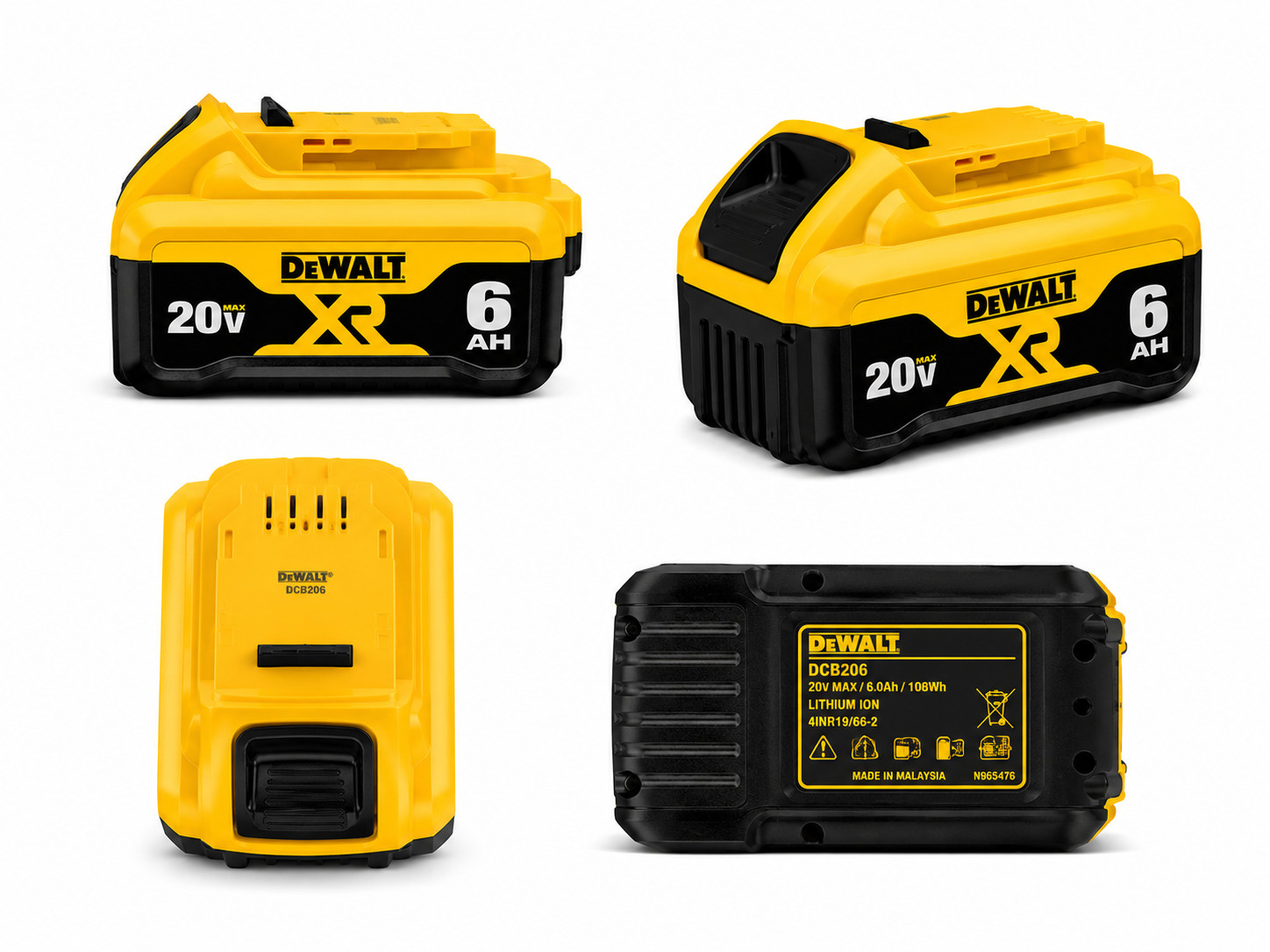 2X New Dewalt DCB206 20V Max XR 6.0Ah Lithium Ion Batteries Li-ion DCB206-2
