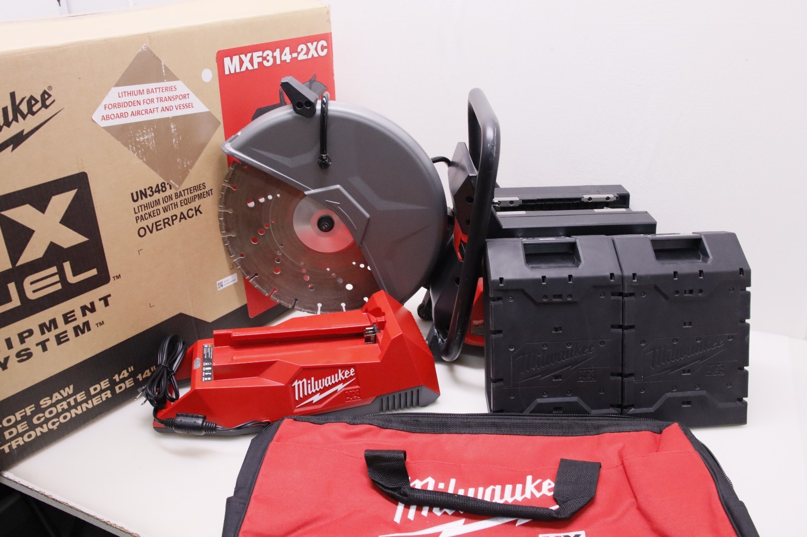 Milwaukee MXF314-2XC MX FUEL 14″ CUT-OFF SAW W. 2 XC406 Batt. & Charger W. Blade