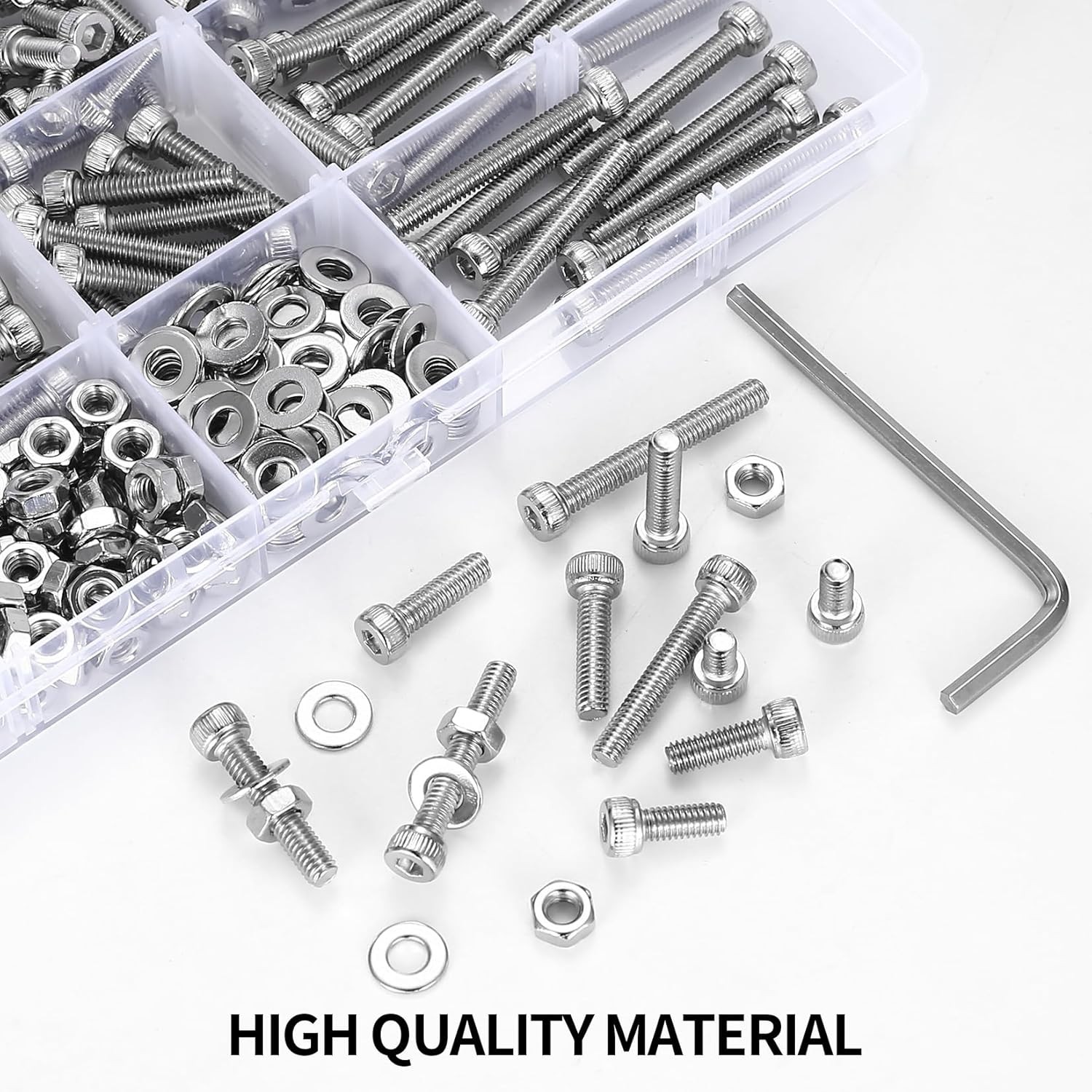 405 Pcs M4 Hex Socket Head Cap Screws Bolts Nuts Washers Assortment Kit(6-30mm)