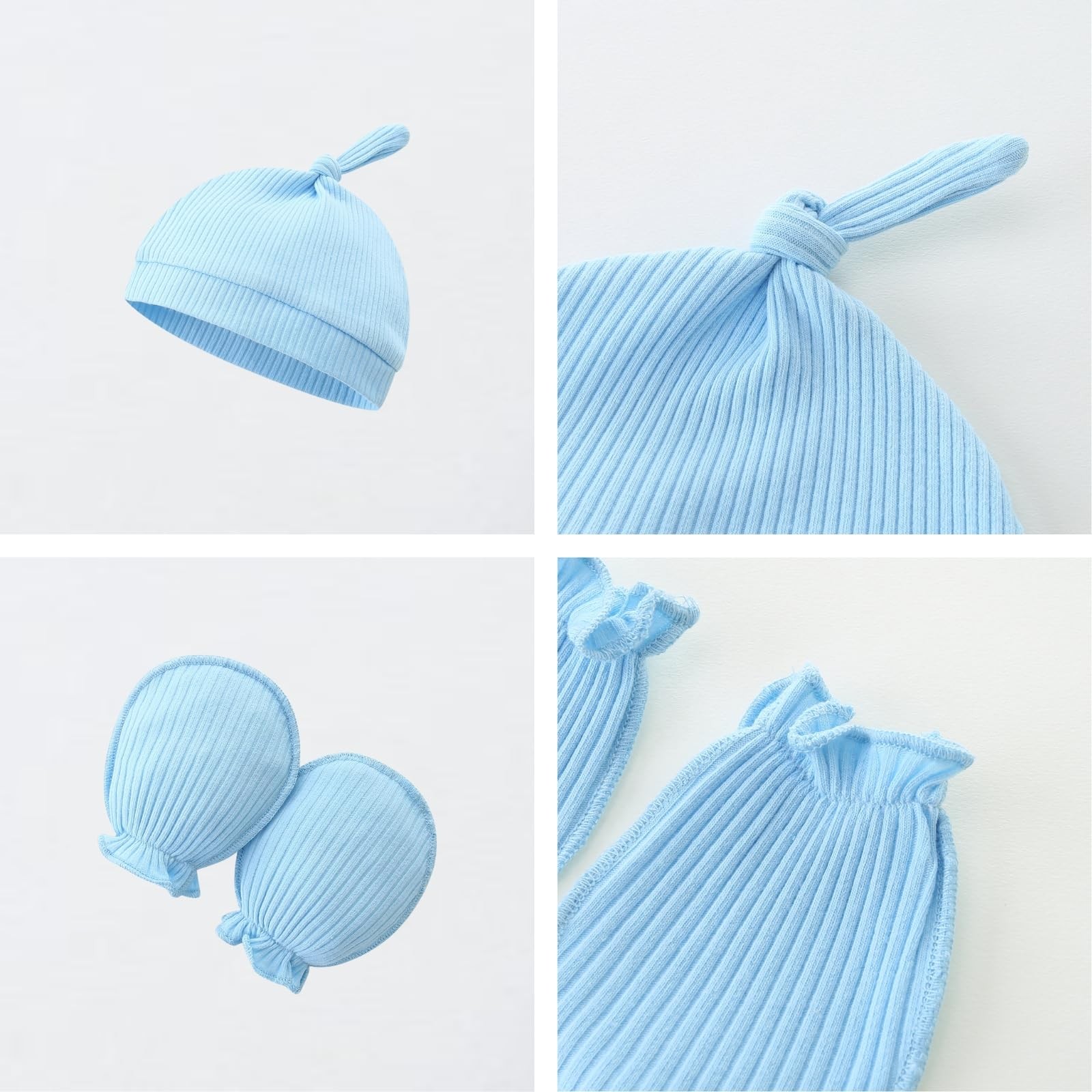 Bibimom Infant Boy Clothes 0-3 Months Knit Round Crew Neck Snap Closure Blue Rom