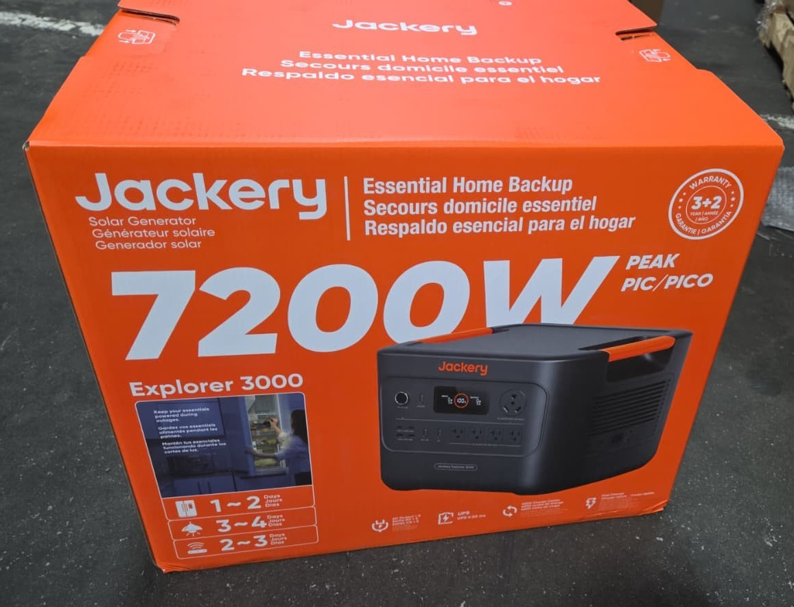 Jackery Explorer 3000 v2 Power Station 3072Wh Capacity and 3600W output LiFePO4