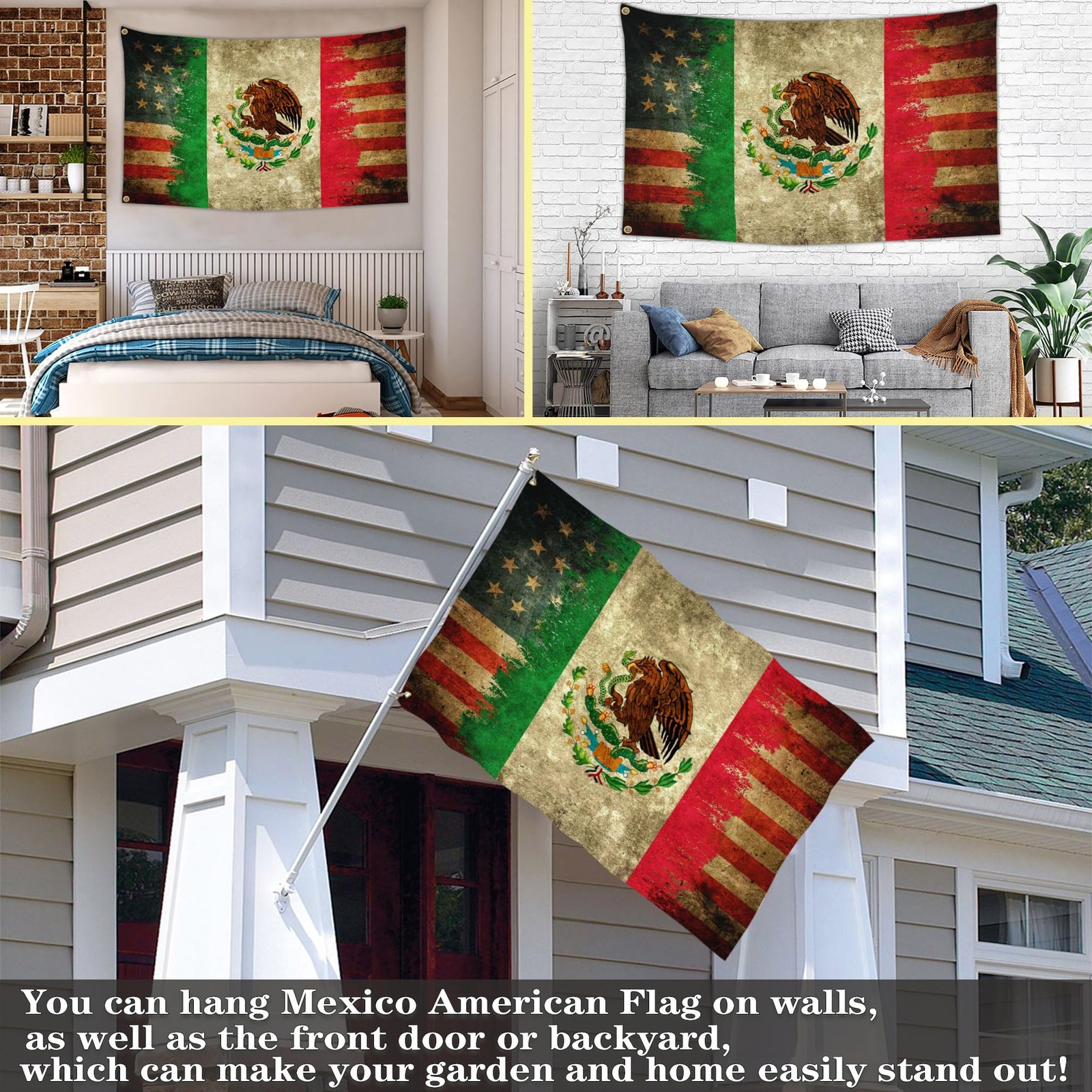 Mexico Flag Mexican American Flags for outside 3X5 Double Sided Mexico Usa Frien