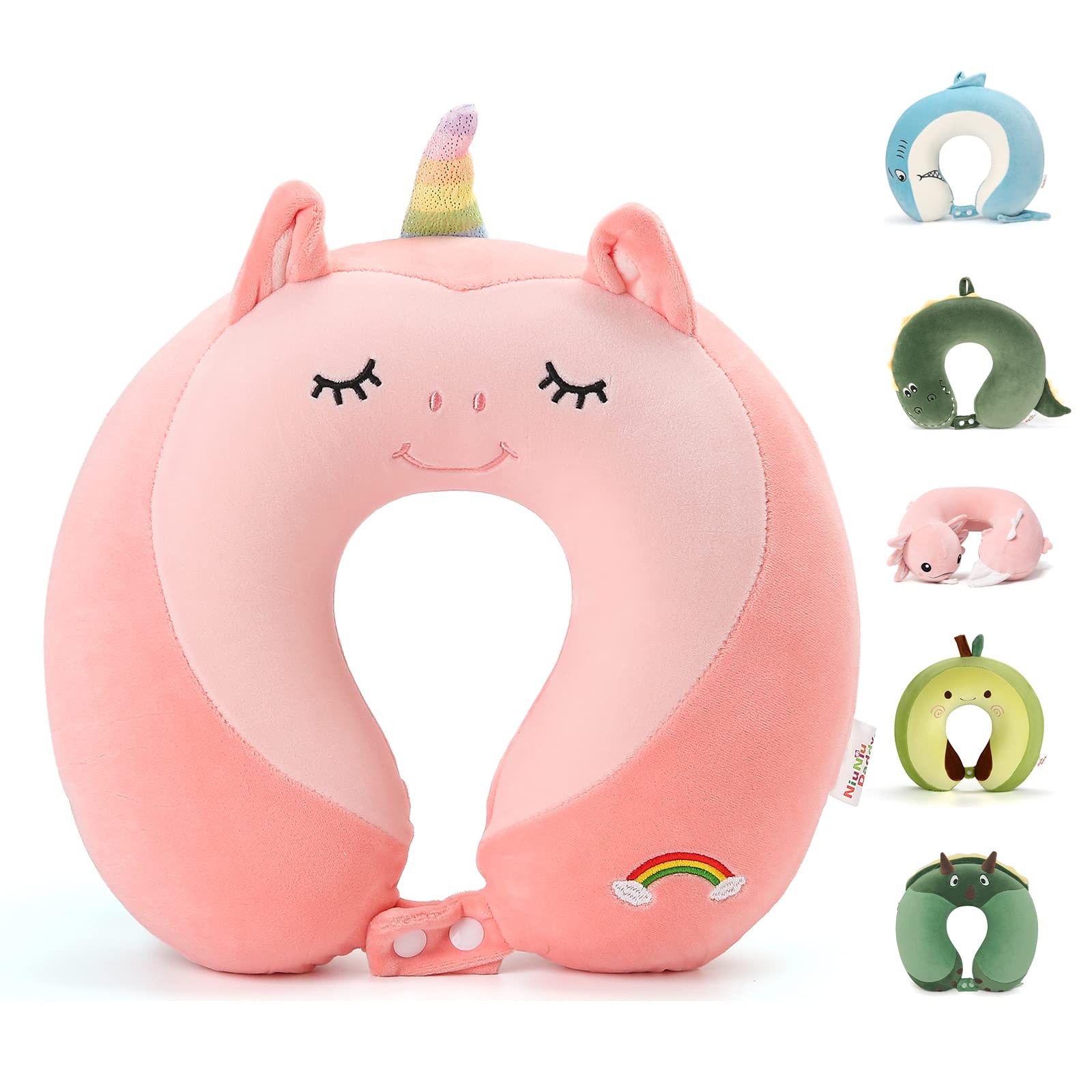 Unicorn Travel Neck Pillow 17″ Memory Foam for Teens & Adults – 360° Head
