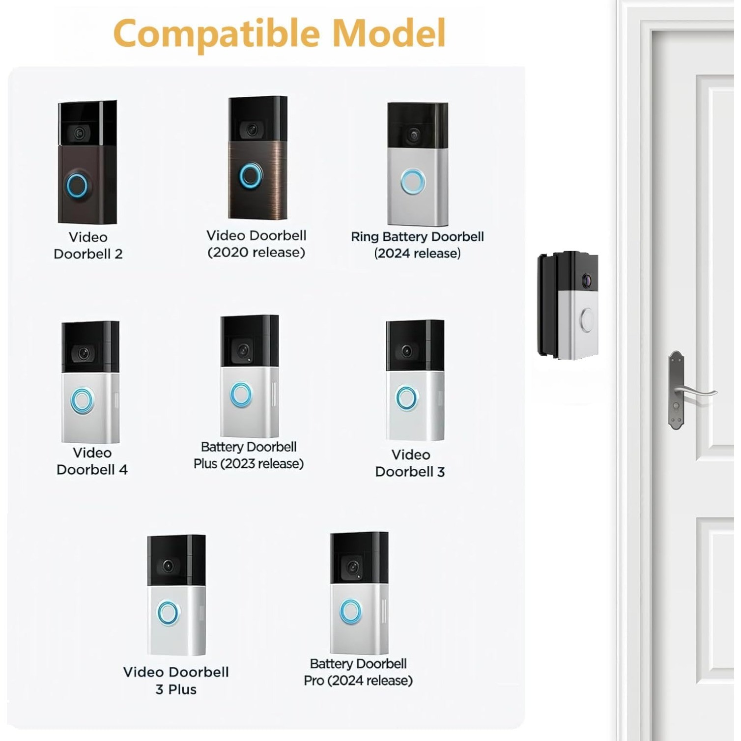 Adjustable Doorbell Angle Mount for Ring Video Doorbell 2/3/3Plus/4