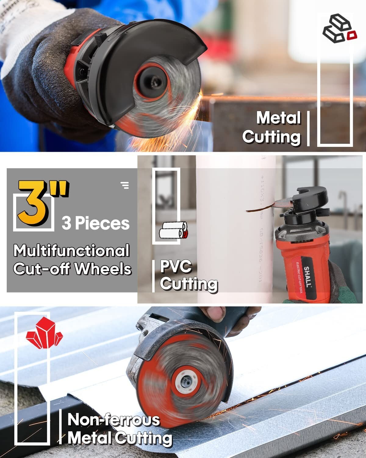 SHALL 3 Inch High-Speed Cut Off Tool, 3.5 Amp Metal Cutter Tool , 24000RPM