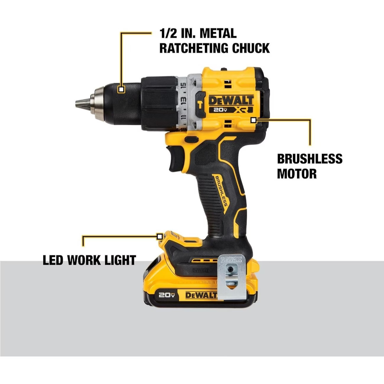DEWALT 20V MAX Cordless Drill Driver Kit, Electric Drill, Brushless 1/2 Inch