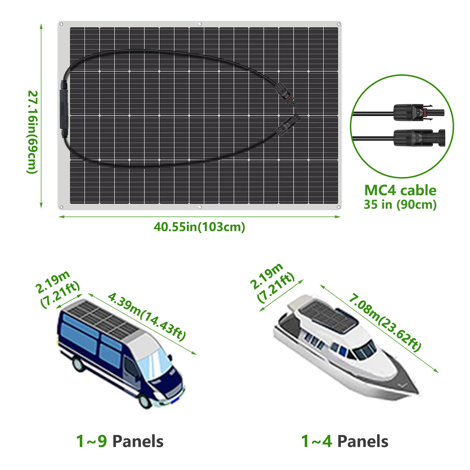 Flexible 200W Mono Solar Panel 12V Power Portable Camping Home RV Battery Charge