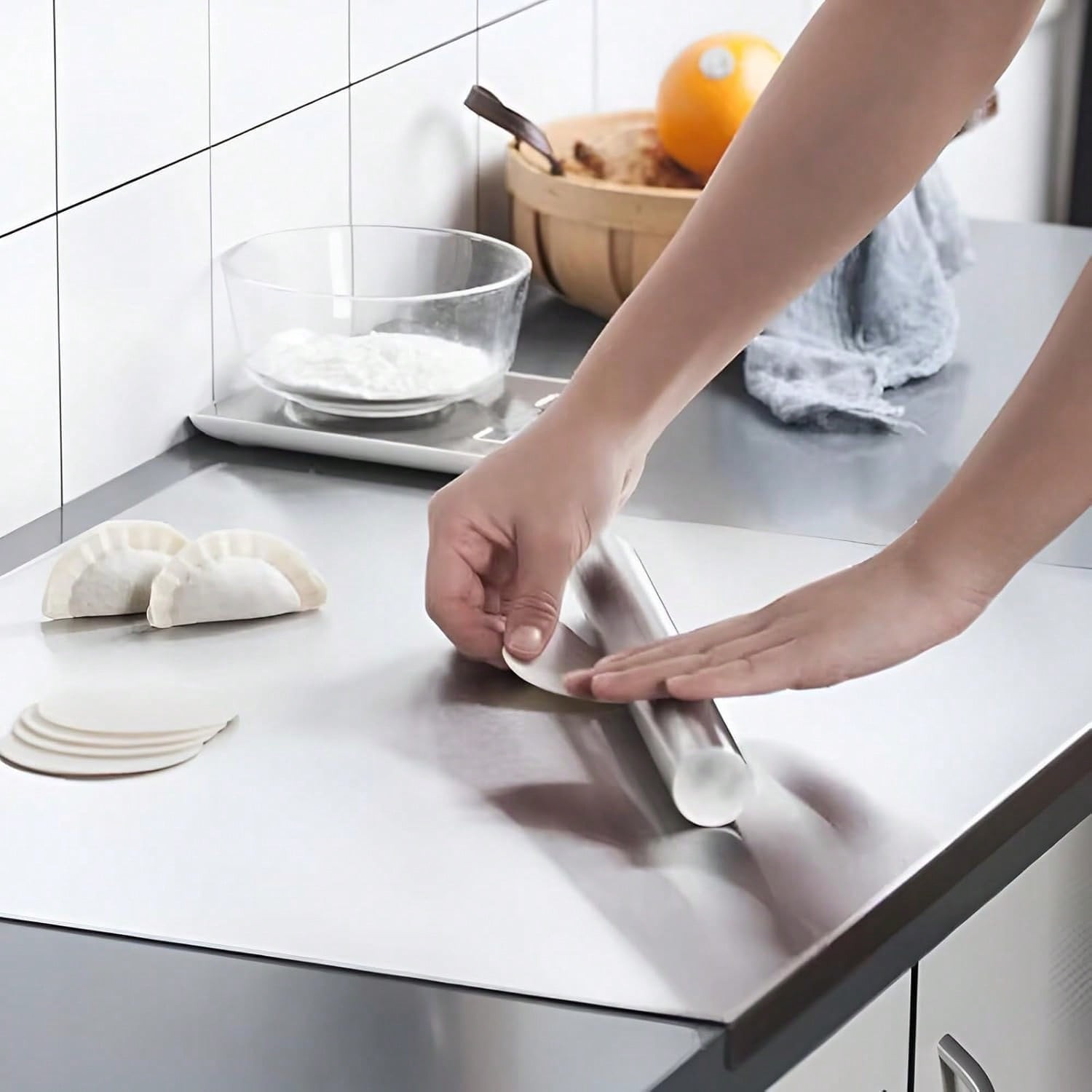 304 Stainless Steel Chopping Board Large with Lid Non Slip for Kitchen Counter