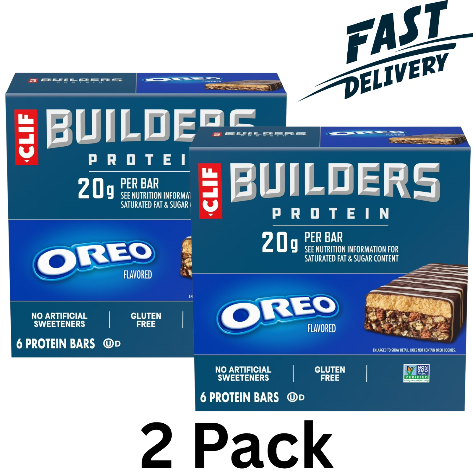 CLIF BUILDERS Protein Bars OREO-Flavored, Plant Protein, Gluten Free Bar, 12 CT