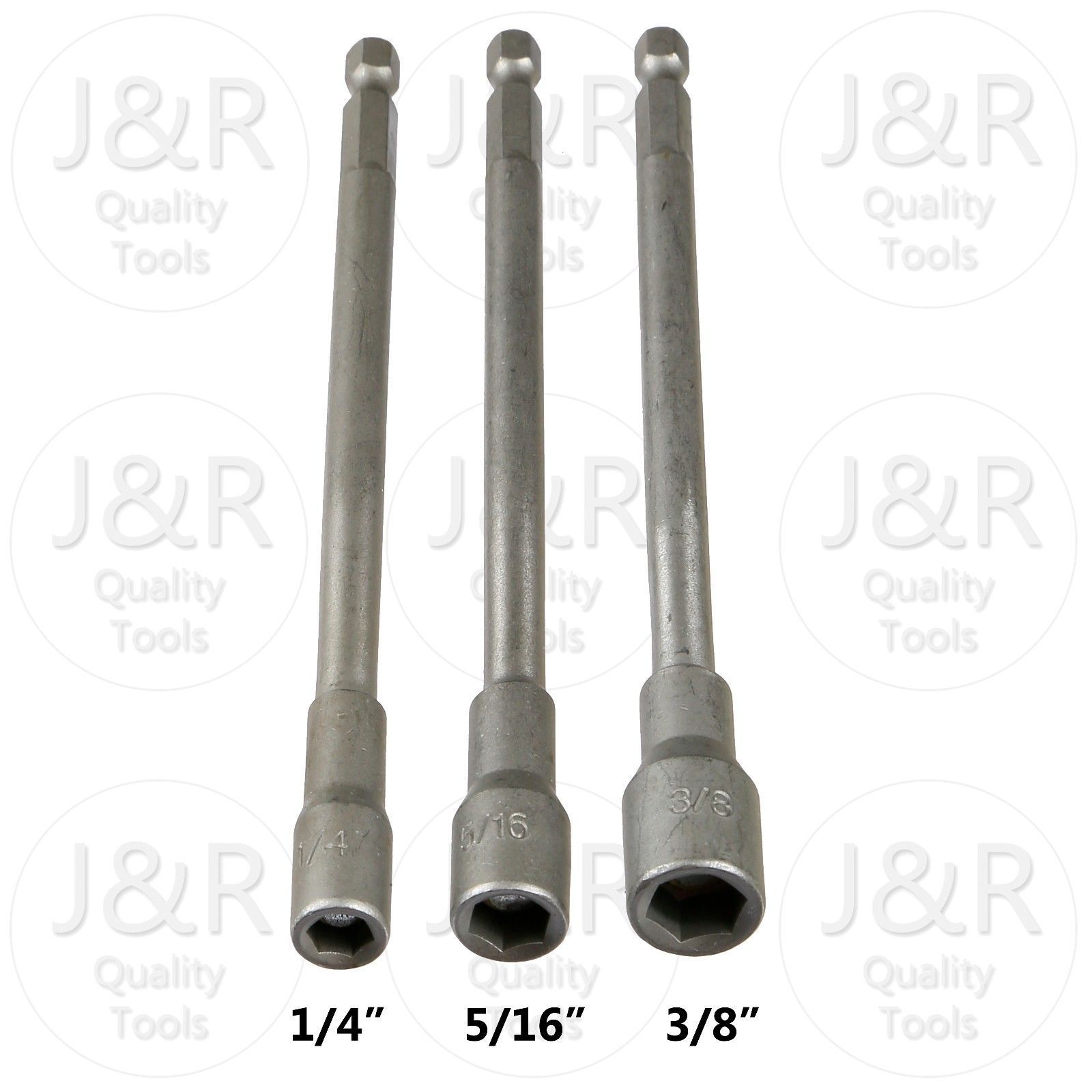 MAGNETIC NUT DRIVERS 3 PC. 1/4,5/16,3/8″ x 6″ INCH LONG SETTERS QUICK CHANGE