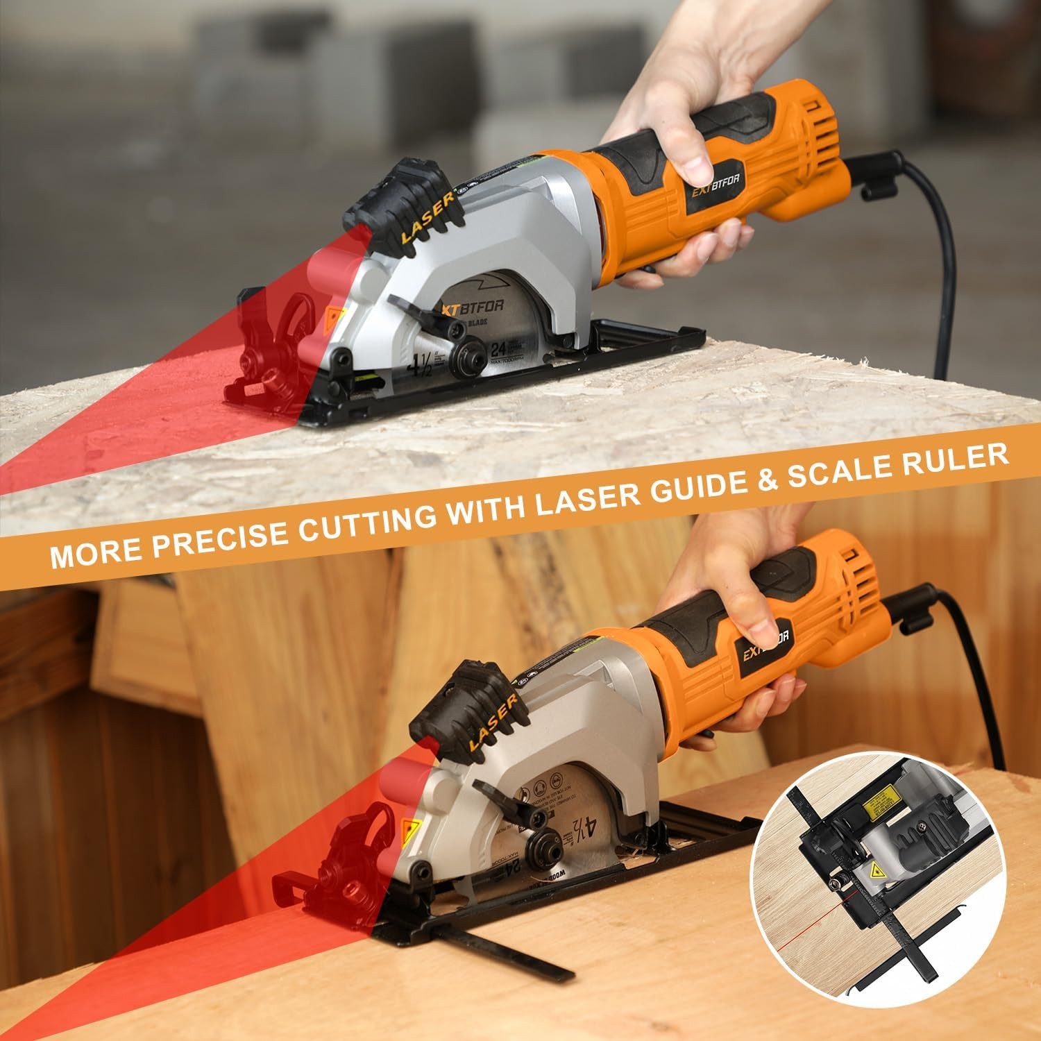 Power Circular Saw,4.8A Mini Circular Saw with Laser Guide,4000RPM Corded Saw Eq