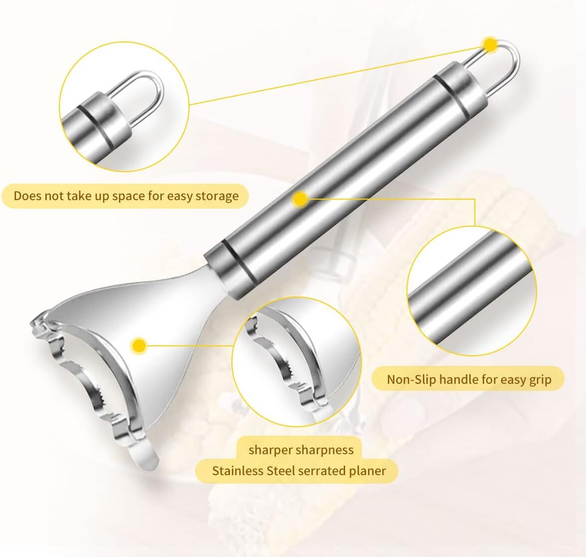 Stainless Steel Corn Cob Peeler Stripper Remover Kitchen Cutter Thresher Tool US