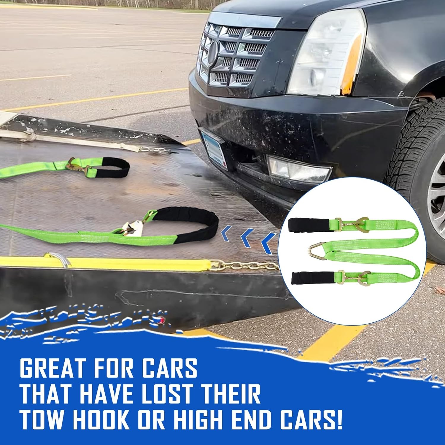 V-Bridle Strap, 5200LBS, Snap Hooks, Axle Strap for Towing