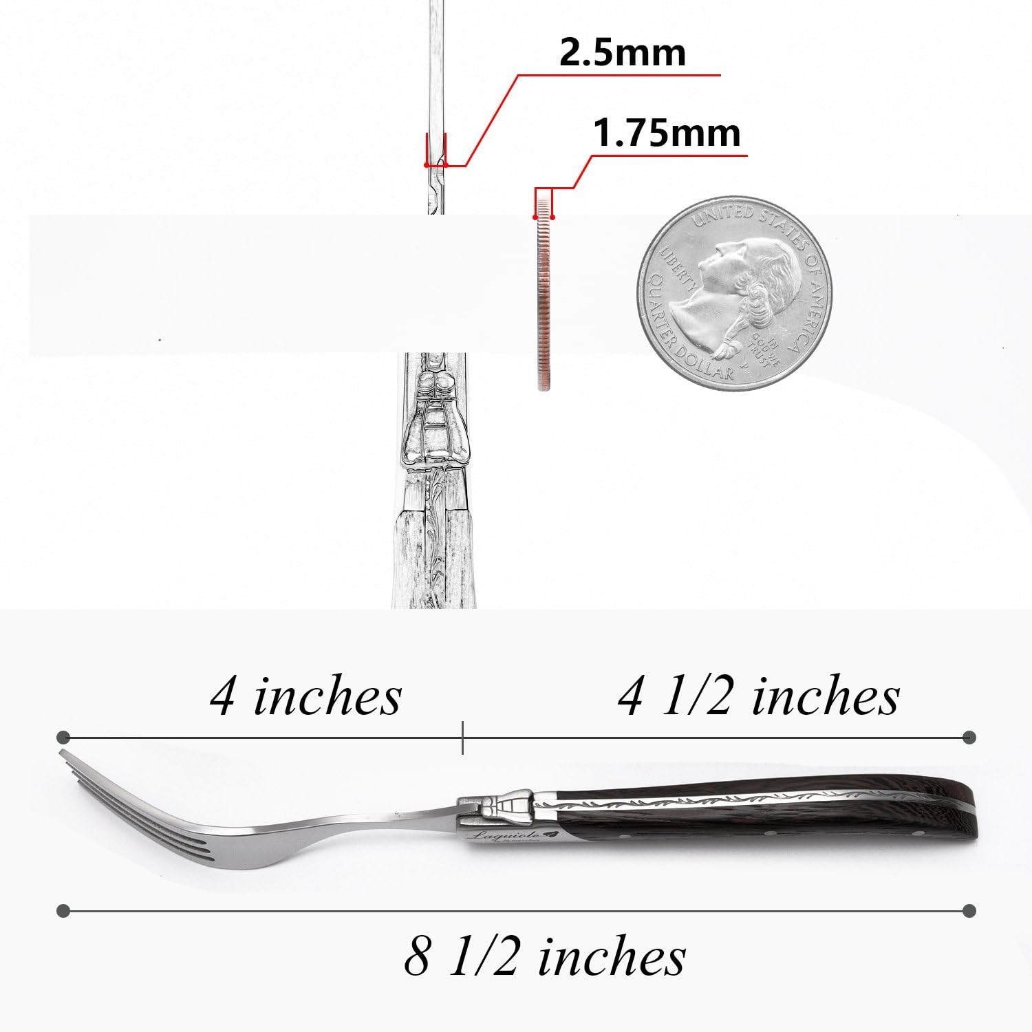 Laguiole by FlyingColors 6 Dinner Forks Set Stainless Steel Wood Handle Gift Box