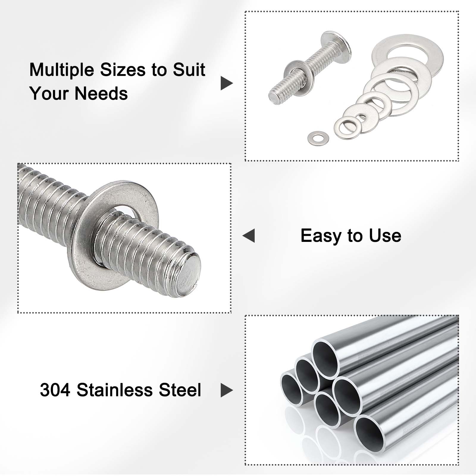 100Pcs #4 Flat Washer 304 Stainless Steel Round Spacers 1/8″ ID x 1/3″ OD