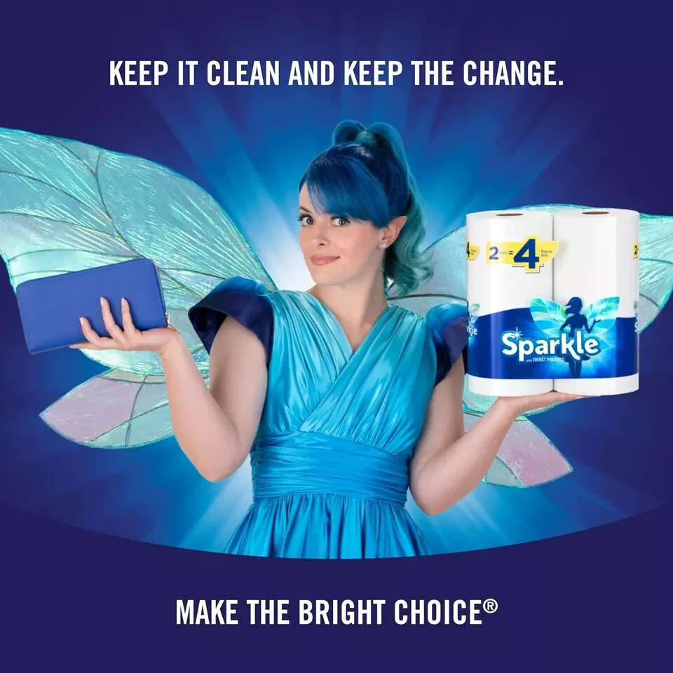 Sparkle Tear-A-Square Paper Towels, 2 Double Rolls = 4 Regular Rolls, 2 Count