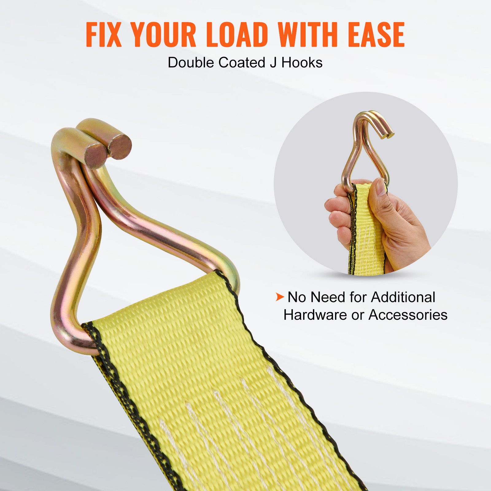 VEVOR 4 Pack Ratchet Tie Down Straps 5000 lbs 2″ x 15′ Heavy Duty Double J Hook