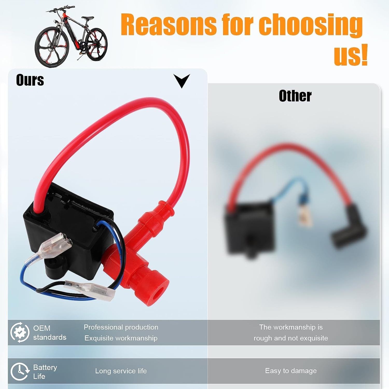 High Performance CDI Ignition Coil for 49cc 50cc 60cc 66cc 80cc 2-Stroke Engines