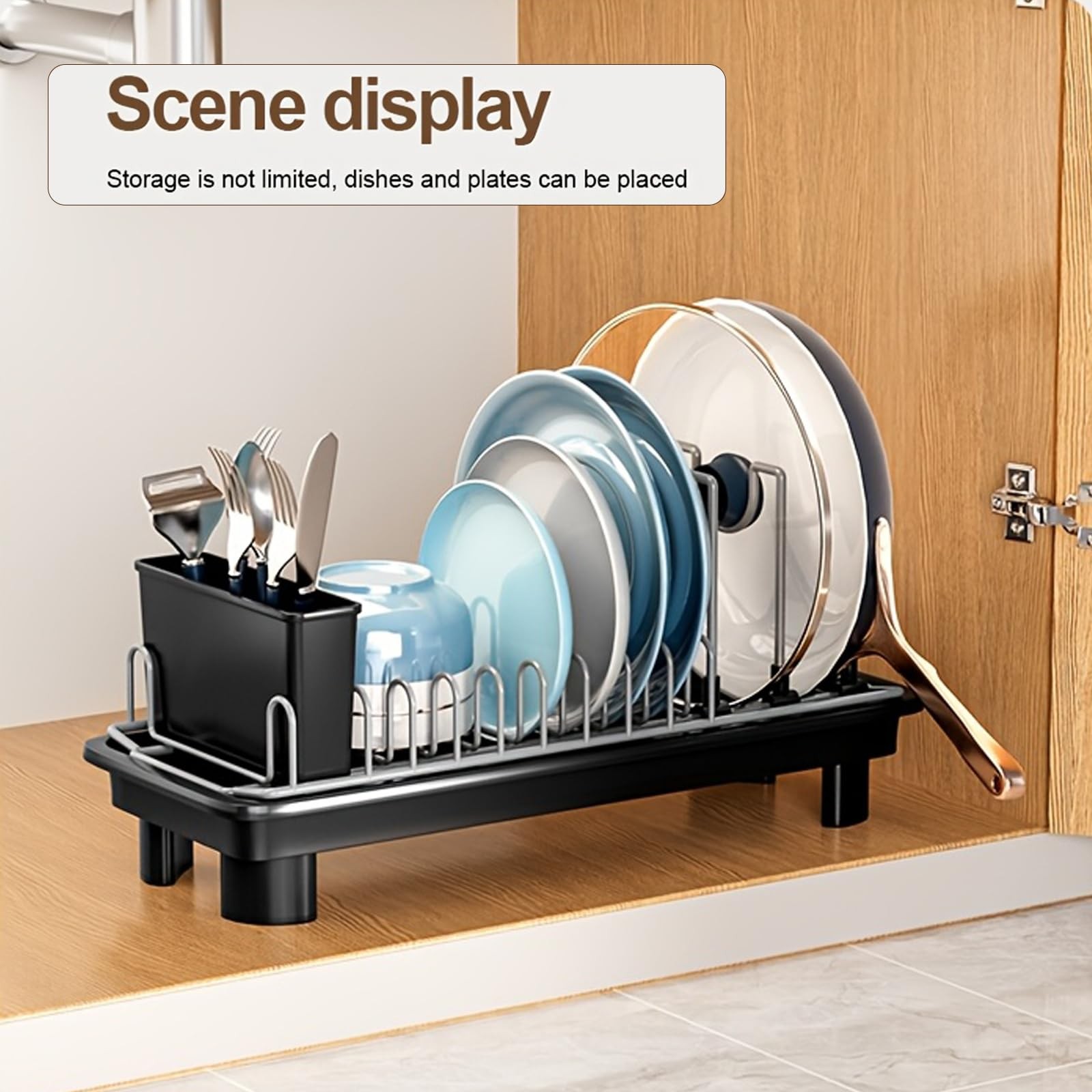 liucocotos Compact Dish Drying Rack for Countertop, Small-Sized Small, Black