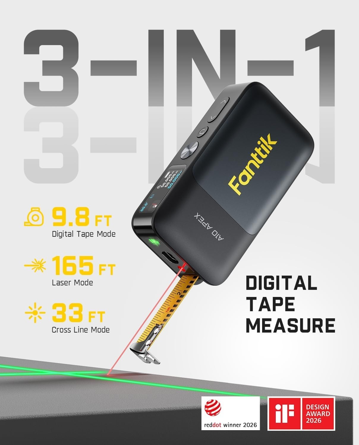 BRAND NEW ! Fanttik A10 Apex 3-in-1 Laser Distance Meter New in Box