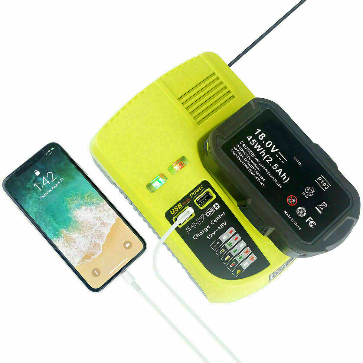 P117 Fast Charger For RYOBI For One+ Plus P108 18V High Capacity Lithium Battery