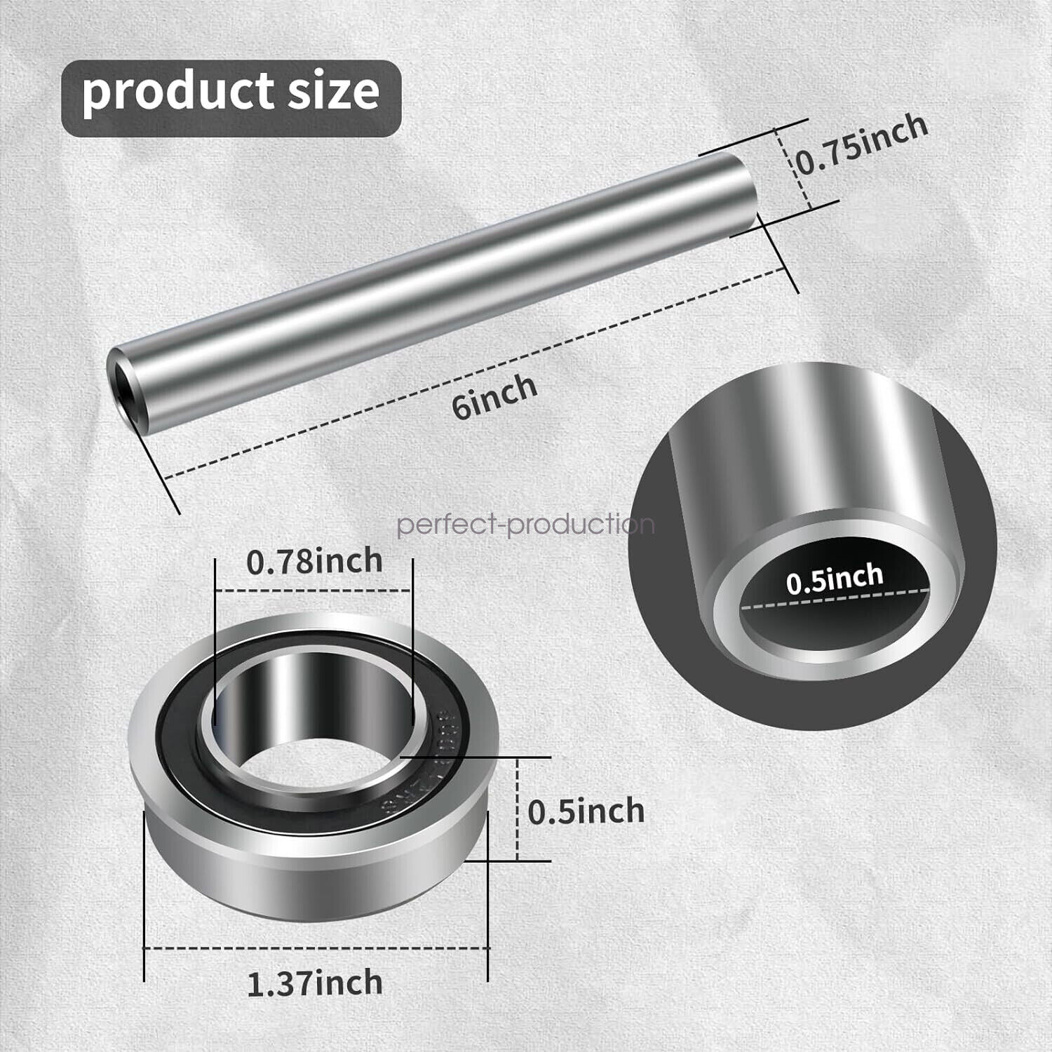 2*Stainless Steel Front Axle & Bearing Conversion Z242 246 248 254 6″Sleeve